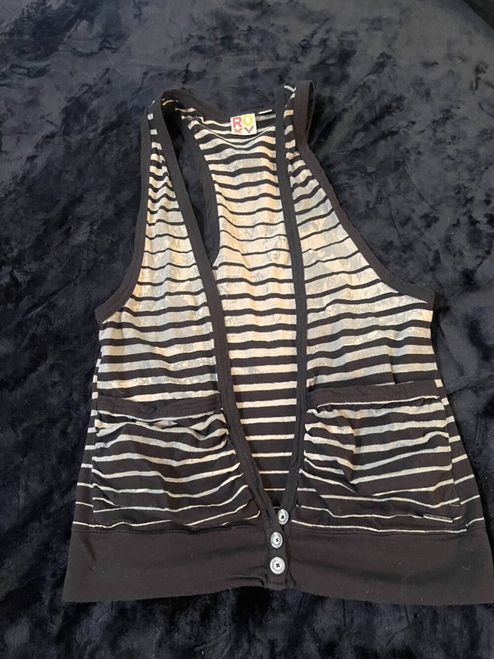 Roxy Striped Racerback Vest Tank Top Size S - Picture 5 of 7